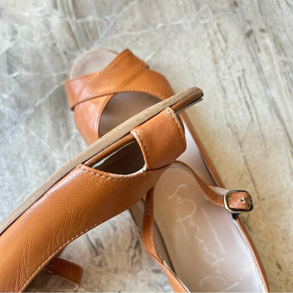 Papanatas Cowgirl Criss Cross Open Toe Leather Buckle Sandals, Size 36 (4 US)